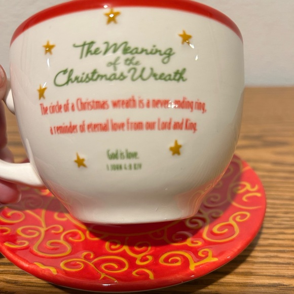 DaySpring The Meaning of Christmas Wreath Cup And Saucer - Picture 3 of 9